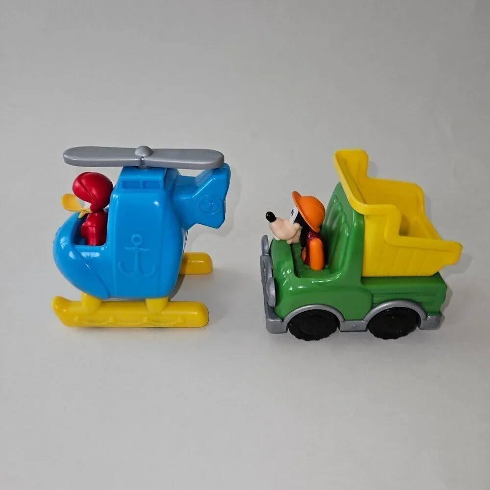 4 Disney Mickey Mouse Let's Work Vehicle Lot Minnie Goofy Donald Duck Helicopter